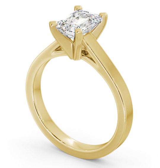 Emerald Diamond Square Prongs Engagement Ring 18K Yellow Gold Solitaire ENEM32_YG_THUMB1