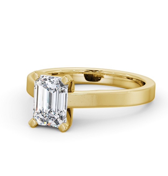 Emerald Diamond Square Prongs Engagement Ring 9K Yellow Gold Solitaire ENEM32_YG_THUMB2 