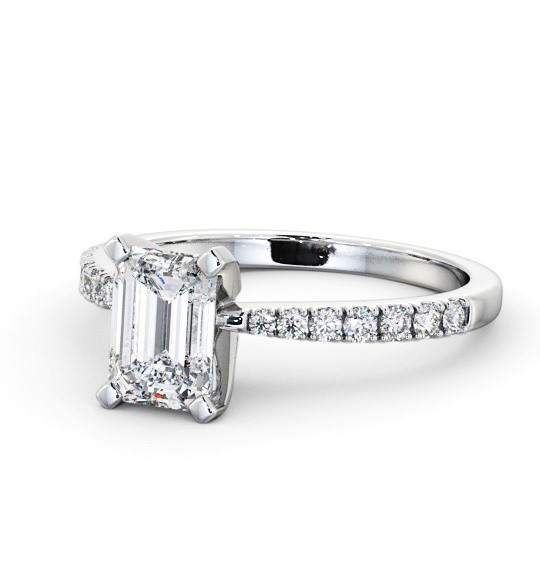  Emerald Diamond Engagement Ring Palladium Solitaire With Side Stones - Trefore ENEM32S_WG_THUMB2 