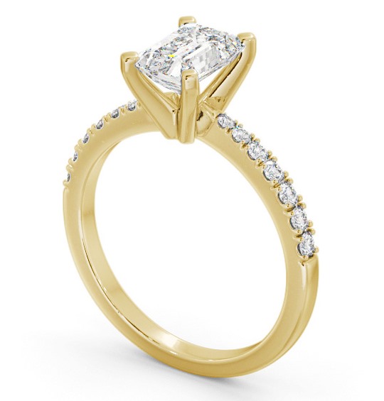  Emerald Diamond Engagement Ring 9K Yellow Gold Solitaire With Side Stones - Trefore ENEM32S_YG_THUMB1 