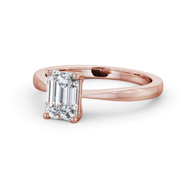 Emerald Diamond Engagement Ring 9K Rose Gold Solitaire - Doloa ENEM33_RG_FLAT
