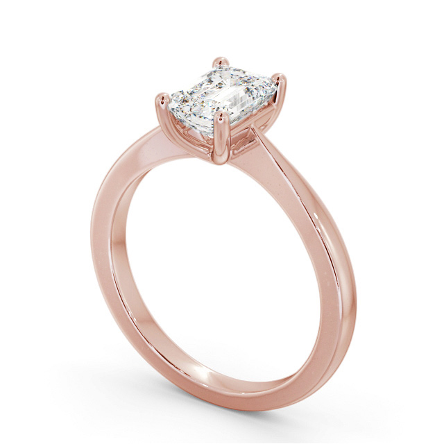 Emerald Diamond Engagement Ring 9K Rose Gold Solitaire - Doloa ENEM33_RG_SIDE