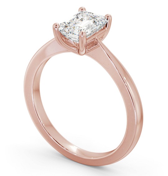 Emerald Diamond Low Setting Engagement Ring 18K Rose Gold Solitaire ENEM33_RG_THUMB1