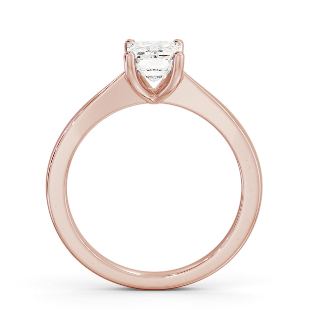 Emerald Diamond Engagement Ring 9K Rose Gold Solitaire - Doloa ENEM33_RG_UP