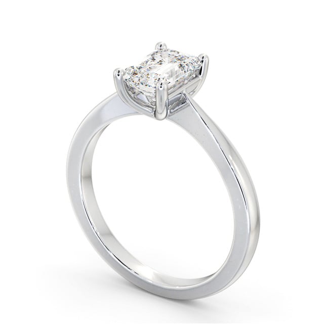 Emerald Diamond Engagement Ring Platinum Solitaire - Doloa ENEM33_WG_SIDE