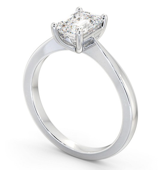 Emerald Diamond Engagement Ring 18K White Gold Solitaire - Doloa ENEM33_WG_THUMB1