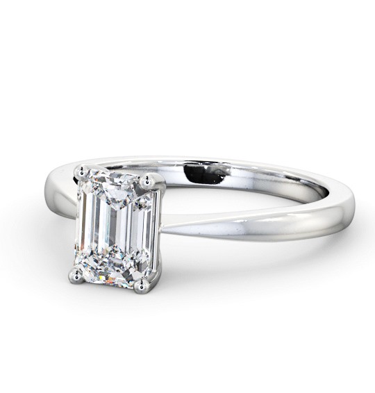 Emerald Diamond Low Setting Engagement Ring 18K White Gold Solitaire ENEM33_WG_THUMB2 