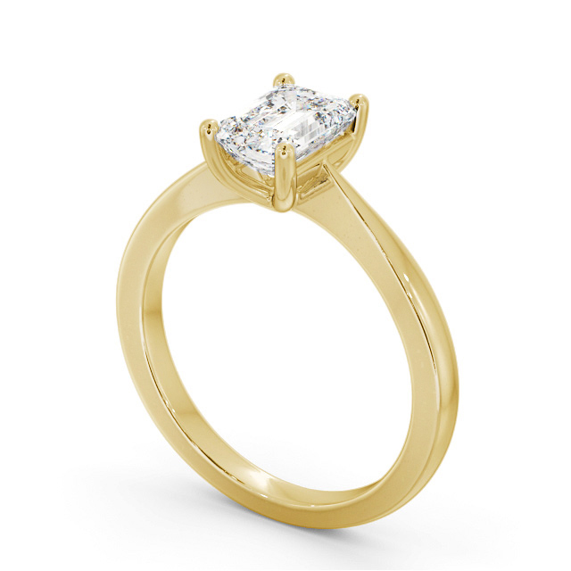 Emerald Diamond Engagement Ring 9K Yellow Gold Solitaire - Doloa ENEM33_YG_SIDE