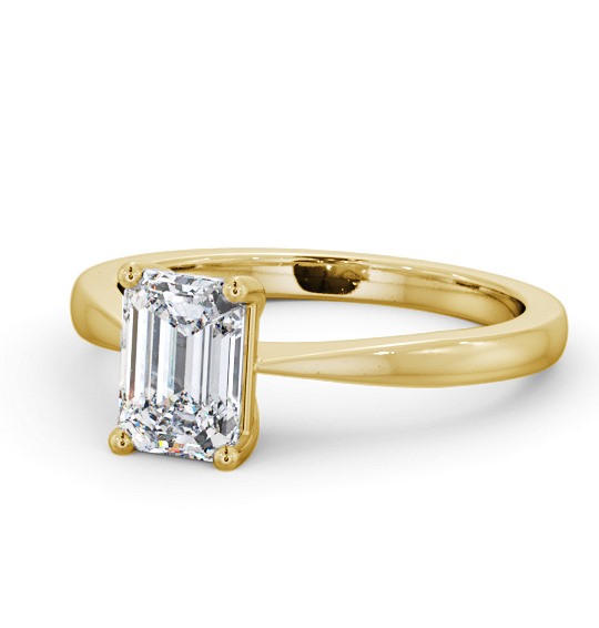  Emerald Diamond Engagement Ring 18K Yellow Gold Solitaire - Doloa ENEM33_YG_THUMB2 