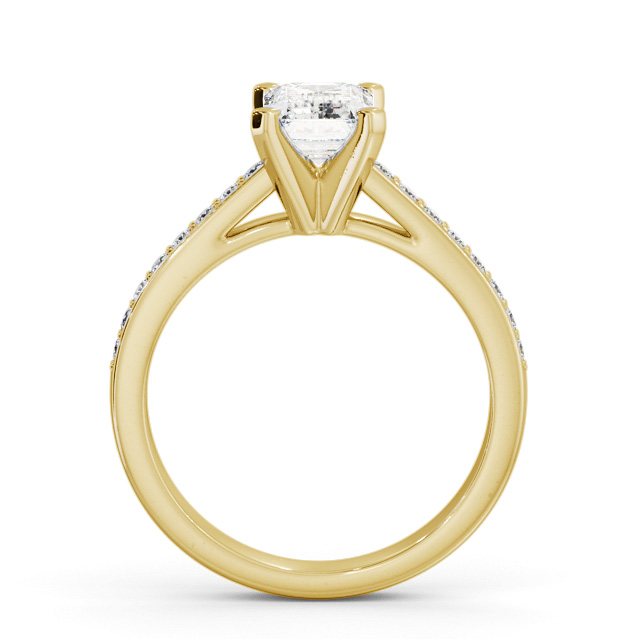 Emerald Diamond Engagement Ring 9K Yellow Gold Solitaire With Side Stones - Venta ENEM33S_YG_UP