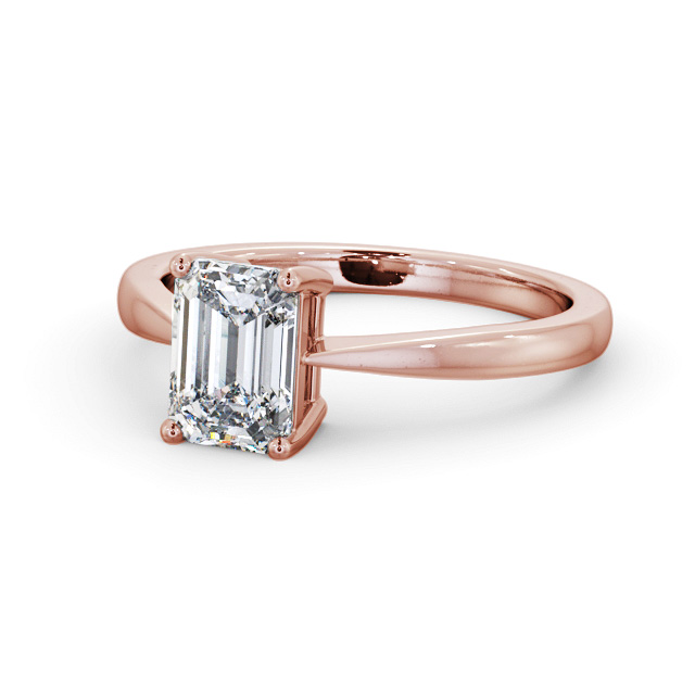 Emerald Diamond Engagement Ring 9K Rose Gold Solitaire - Crinan ENEM34_RG_FLAT