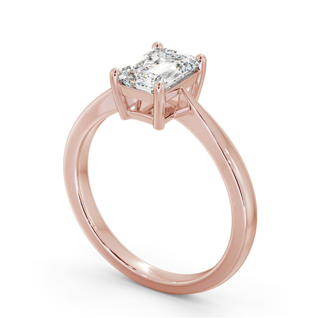 Emerald Diamond Engagement Ring 9K Rose Gold Solitaire - Crinan ENEM34_RG_SIDE