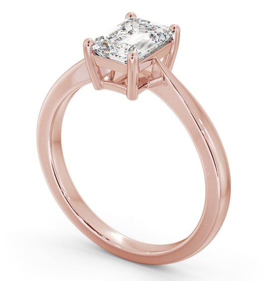 Emerald Diamond Box Style Setting Engagement Ring 18K Rose Gold Solitaire ENEM34_RG_THUMB1