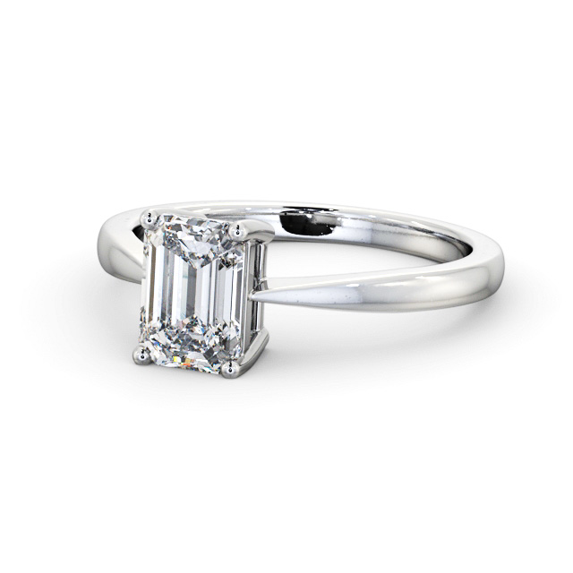 Emerald Diamond Engagement Ring Platinum Solitaire - Crinan ENEM34_WG_FLAT