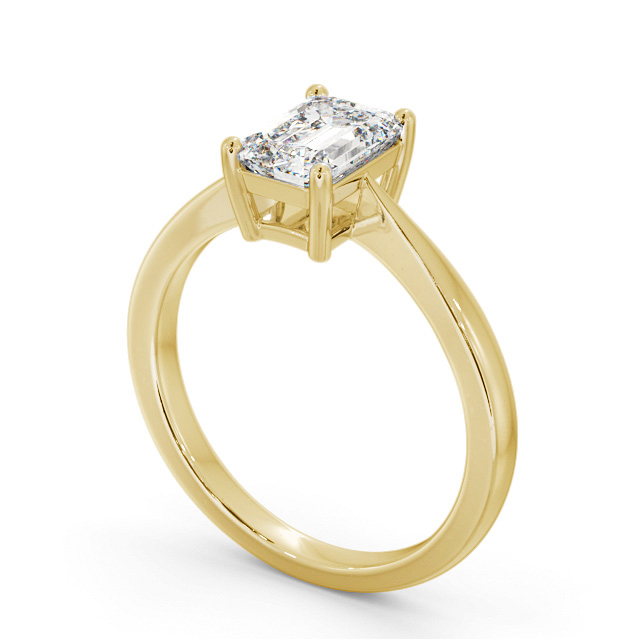 Emerald Diamond Engagement Ring 18K Yellow Gold Solitaire - Crinan ENEM34_YG_SIDE