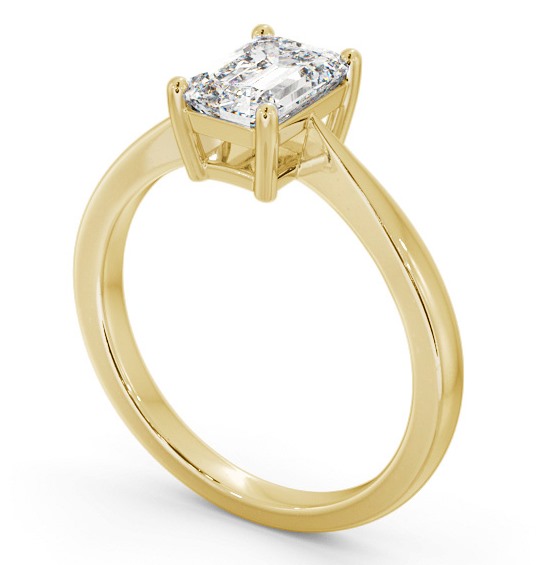 Emerald Diamond Box Style Setting Engagement Ring 18K Yellow Gold Solitaire ENEM34_YG_THUMB1 