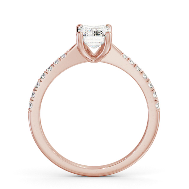Emerald Diamond Engagement Ring 9K Rose Gold Solitaire With Side Stones - Luxembi ENEM34S_RG_UP