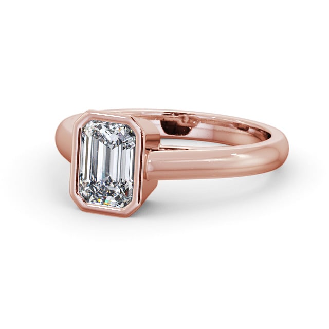 Emerald Diamond Engagement Ring 18K Rose Gold Solitaire - Dunwich ENEM35_RG_FLAT
