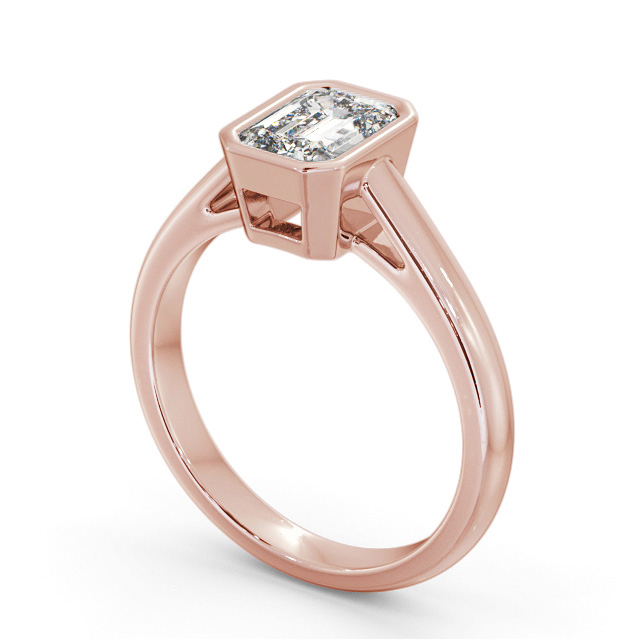 Emerald Diamond Engagement Ring 18K Rose Gold Solitaire - Dunwich ENEM35_RG_SIDE
