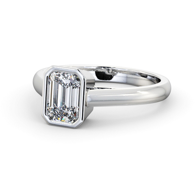 Emerald Diamond Engagement Ring 9K White Gold Solitaire - Dunwich ENEM35_WG_FLAT