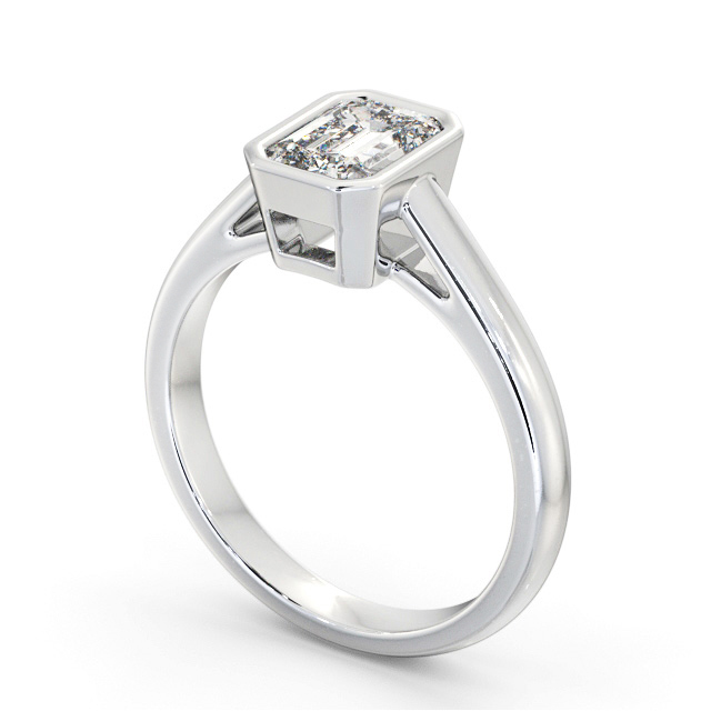 Emerald Diamond Engagement Ring 9K White Gold Solitaire - Dunwich ENEM35_WG_SIDE