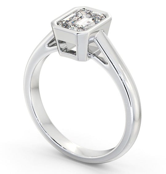 Emerald Diamond Bezel Setting Engagement Ring 18K White Gold Solitaire ENEM35_WG_THUMB1