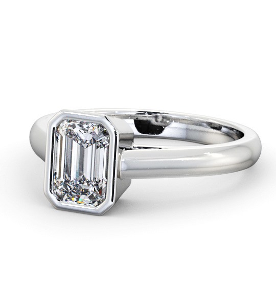 Emerald Diamond Bezel Setting Engagement Ring 9K White Gold Solitaire ENEM35_WG_THUMB2 