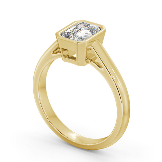 Emerald Diamond Engagement Ring 18K Yellow Gold Solitaire - Dunwich ENEM35_YG_SIDE