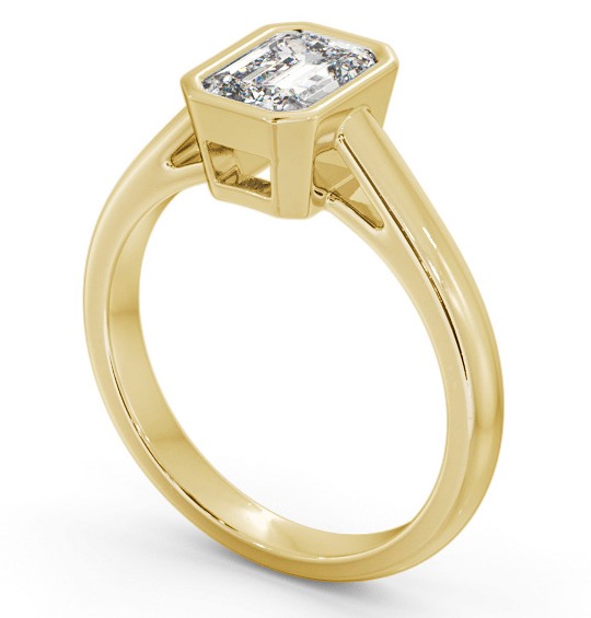 Emerald Diamond Bezel Setting Engagement Ring 18K Yellow Gold Solitaire ENEM35_YG_THUMB1