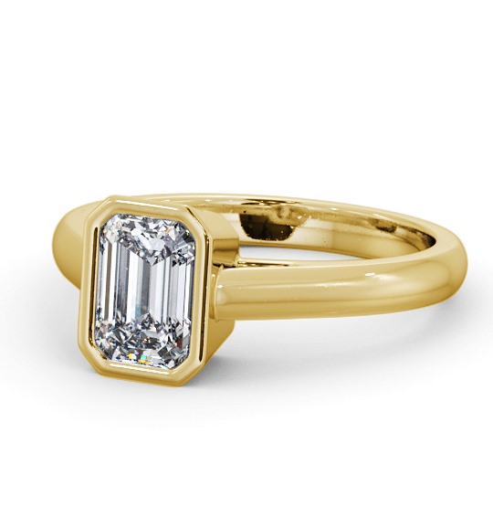 Emerald Diamond Bezel Setting Engagement Ring 9K Yellow Gold Solitaire ENEM35_YG_THUMB2 
