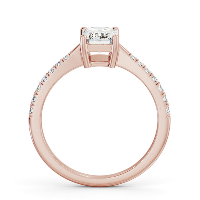 Emerald Diamond Engagement Ring 9K Rose Gold Solitaire With Side Stones - Hamlet ENEM35S_RG_UP