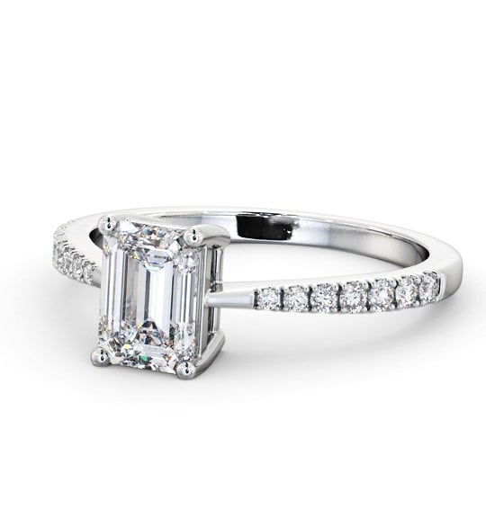 Emerald Diamond Engagement Ring Platinum Solitaire With Side Stones - Hamlet ENEM35S_WG_THUMB2 