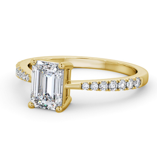 Hamlet Emerald Diamond Engagement Ring Side Stones Tapered Band ENEM35S_YG_THUMB2 