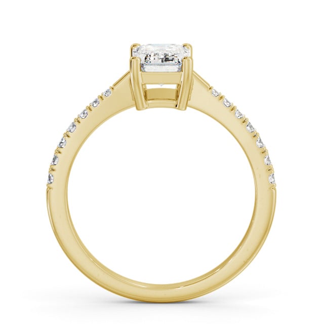 Emerald Diamond Engagement Ring 9K Yellow Gold Solitaire With Side Stones - Hamlet ENEM35S_YG_UP
