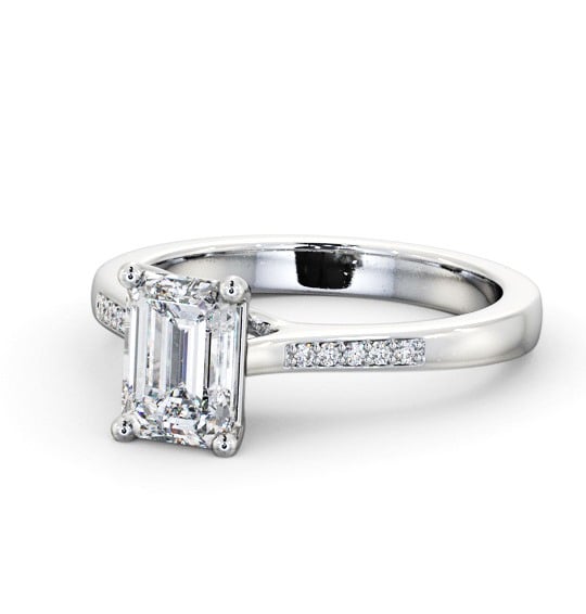  Emerald Diamond Engagement Ring Platinum Solitaire With Side Stones - Susanna ENEM36S_WG_THUMB2 