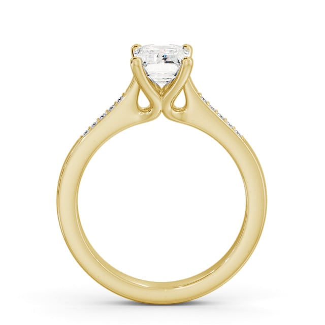 Emerald Diamond Engagement Ring 9K Yellow Gold Solitaire With Side Stones - Susanna ENEM36S_YG_UP