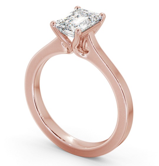 Emerald Diamond Elevated Setting Engagement Ring 18K Rose Gold Solitaire ENEM37_RG_THUMB1 