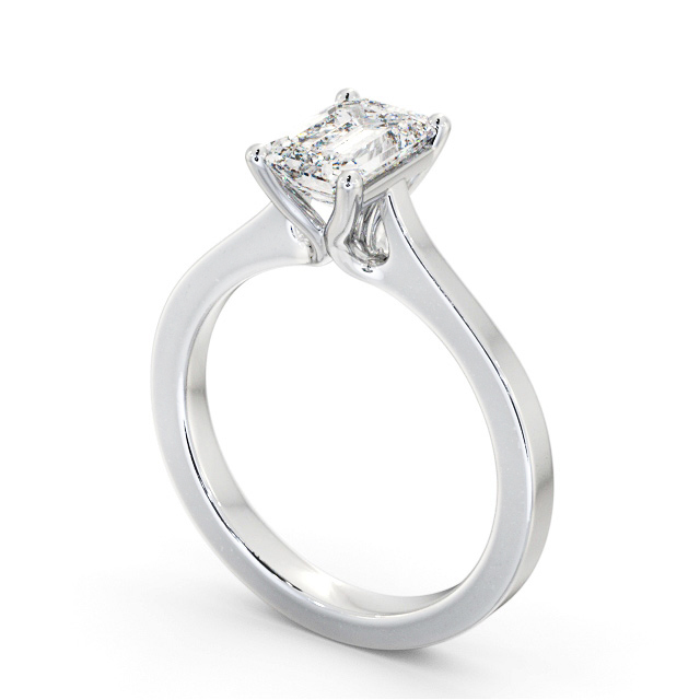 Emerald Diamond Engagement Ring 18K White Gold Solitaire - Derrington ENEM37_WG_SIDE