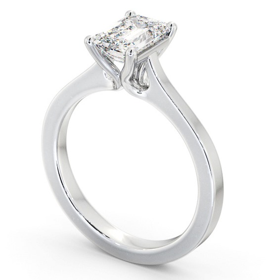 Emerald Diamond Elevated Setting Engagement Ring 9K White Gold Solitaire ENEM37_WG_THUMB1