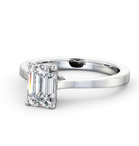  Emerald Diamond Engagement Ring Platinum Solitaire - Derrington ENEM37_WG_THUMB2 