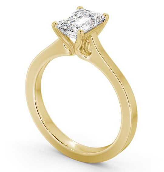 Emerald Diamond Elevated Setting Engagement Ring 18K Yellow Gold Solitaire ENEM37_YG_THUMB1