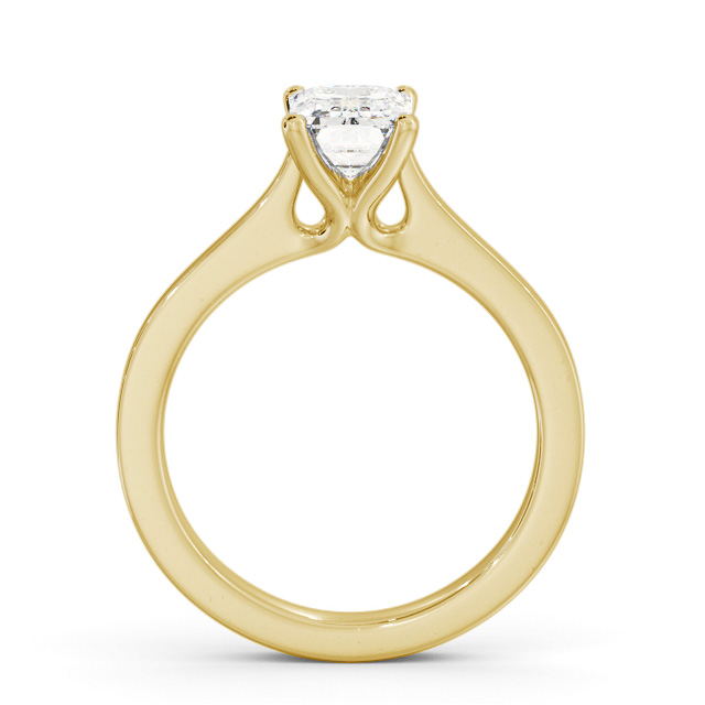 Emerald Diamond Engagement Ring 9K Yellow Gold Solitaire - Derrington ENEM37_YG_UP