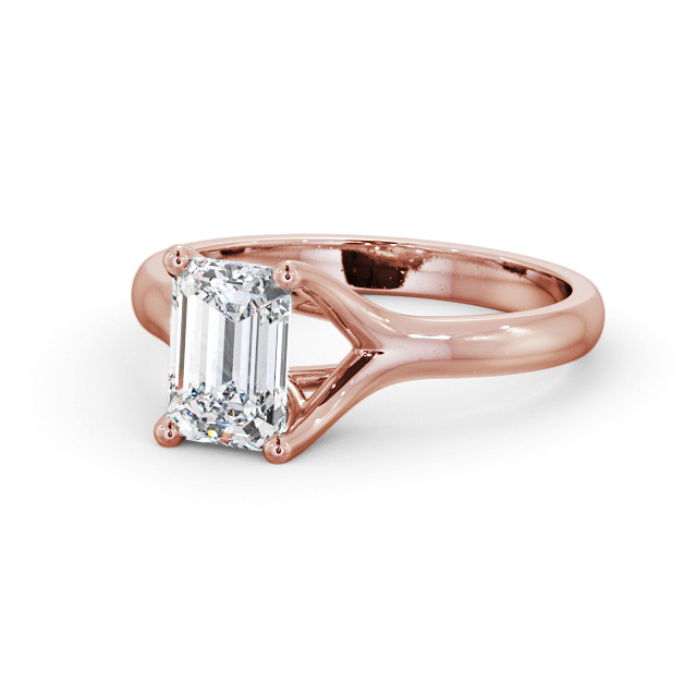 Emerald Diamond Engagement Ring 9K Rose Gold Solitaire - Alfield ENEM38_RG_FLAT