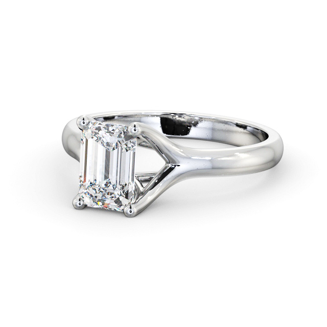 Emerald Diamond Engagement Ring Platinum Solitaire - Alfield ENEM38_WG_FLAT