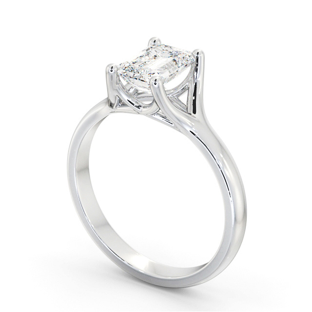 Emerald Diamond Engagement Ring 9K White Gold Solitaire - Alfield ENEM38_WG_SIDE