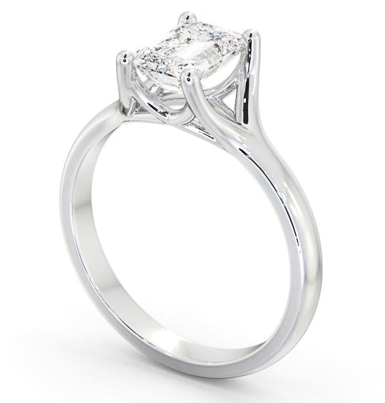 Emerald Diamond Split Trellis Design Engagement Ring Platinum Solitaire ENEM38_WG_THUMB1