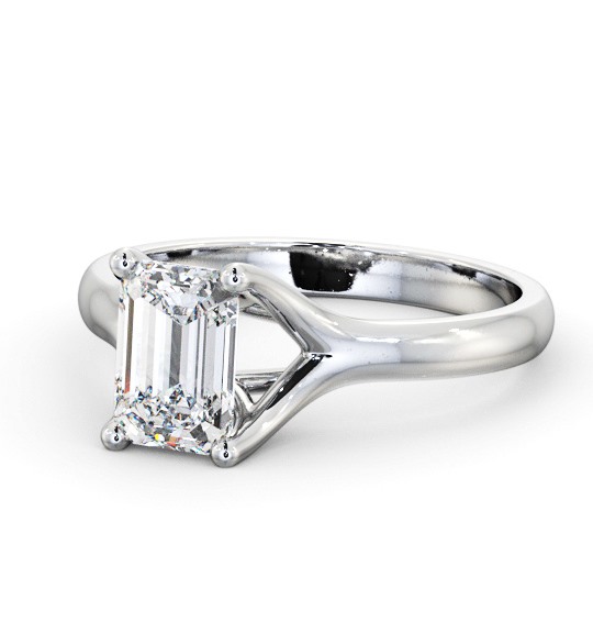 Emerald Diamond Split Trellis Design Engagement Ring 18K White Gold Solitaire ENEM38_WG_THUMB2 