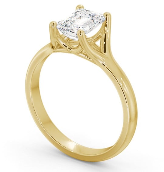 Emerald Diamond Split Trellis Design Engagement Ring 9K Yellow Gold Solitaire ENEM38_YG_THUMB1