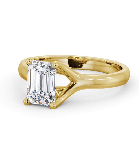 Emerald Diamond Split Trellis Design Engagement Ring 9K Yellow Gold Solitaire ENEM38_YG_THUMB2 
