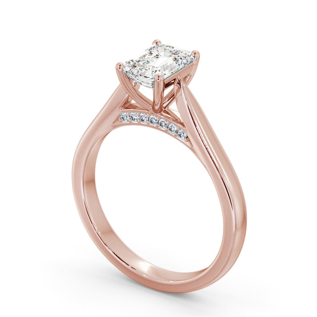 Emerald Diamond Engagement Ring 9K Rose Gold Solitaire - Bealbury ENEM39_RG_SIDE